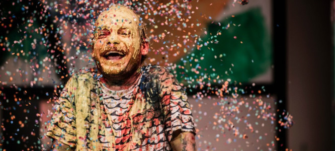 man in confetti