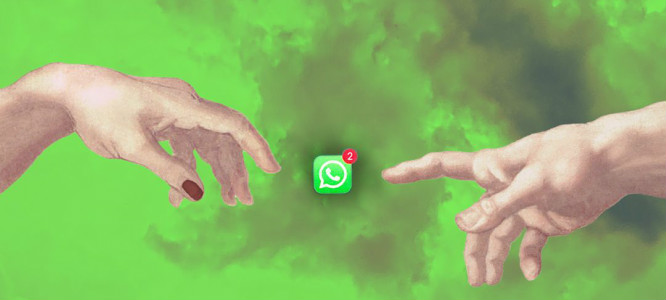 twee handen plus whatsapp icoon
